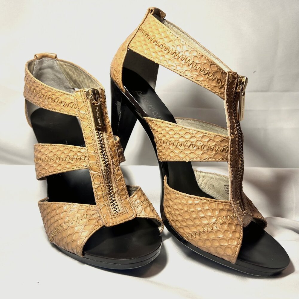 Michael Michael Kors-Women's Tan/Camel Leather-3 3/4" Heels-Unique 7 1/2-Zipper - Picture 1 of 16
